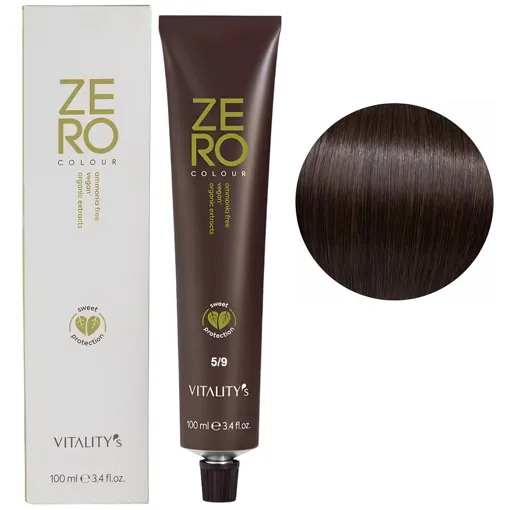 5/9 світло-коричневий каштановий Крем-фарба для волосся без аміаку, 100 мл ZERO VEGAN Vitality`s