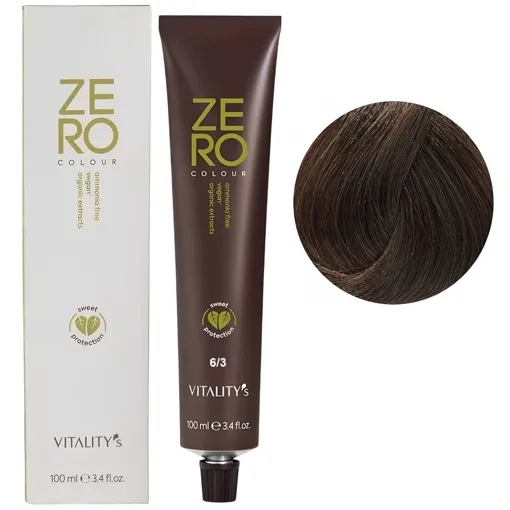 6/3 темний блондин золотистий Крем-фарба для волосся без аміаку, 100 мл ZERO VEGAN Vitality`s