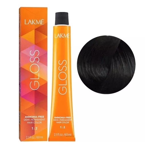 4/60 Середньо-каштановий коричневий Фарба для тонування волосся без аміаку, 60мл Demi-permanent Hair Color GLOSS LAKME