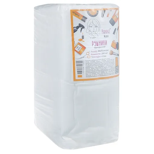 Рушники 40*70 см зі спанлейсу 40 г/м2 (В ПАЧЦІ, СІТКА, білий колір), 200 шт Panni Mlada