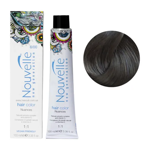 6/00  темний блонд натуральний холодний Фарба для волосся перманентна, 100мл Permanent Hair Color Nouvelle