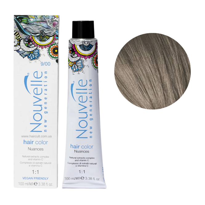9/00 дуже світлий блонд натуральний холодний Фарба для волосся перманентна, 100мл Permanent Hair Color Nouvelle