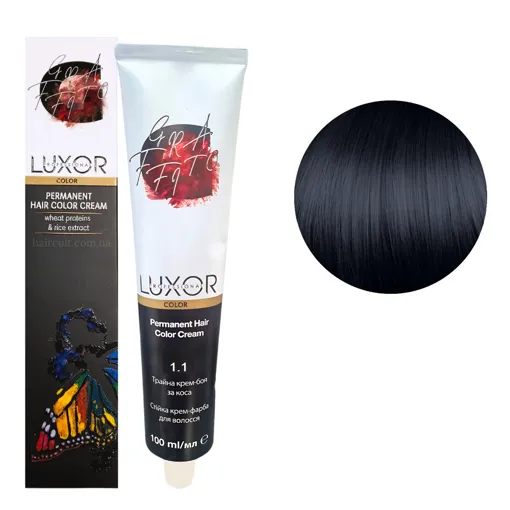 1/1 Чорний попелястий Стійка крем-фарба для волосся, 100мл  Permanent Hair Color Cream LUXOR Professional 