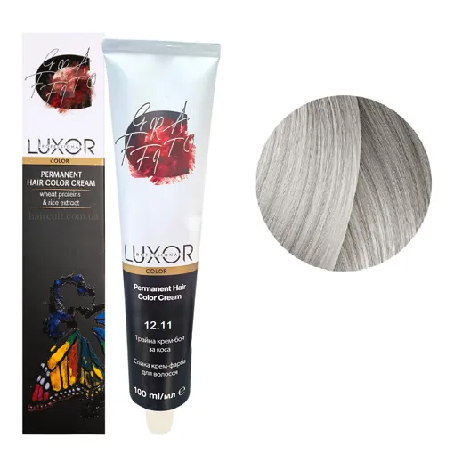 12/11 Спеціальний блондин попелястий інтенсивний Стійка крем-фарба для волосся, 100мл  Permanent Hair Color Cream LUXOR Professional 