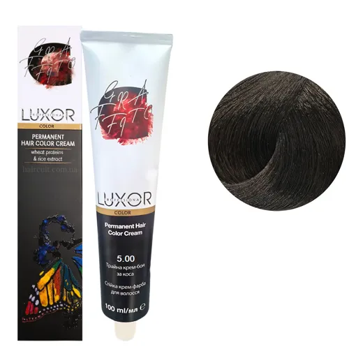 5/00 Світлий коричневий натуральний інтенсивний Стійка крем-фарба для волосся, 100мл  Permanent Hair Color Cream LUXOR Professional 