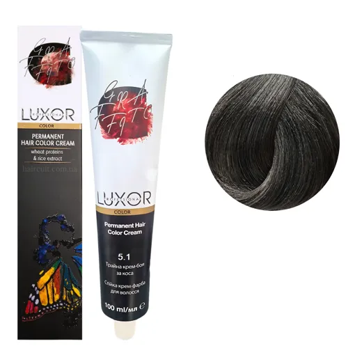 5/1 Світлий коричневий попелястий Стійка крем-фарба для волосся, 100мл  Permanent Hair Color Cream LUXOR Professional 