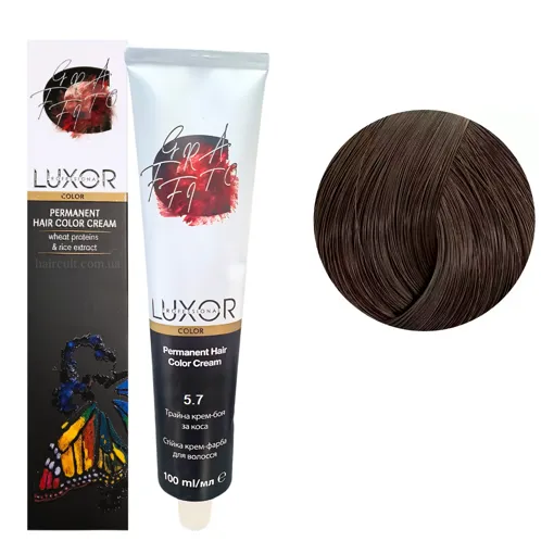 5/7 Світлий коричневий шоколадний  Стійка крем-фарба для волосся, 100мл  Permanent Hair Color Cream LUXOR Professional 