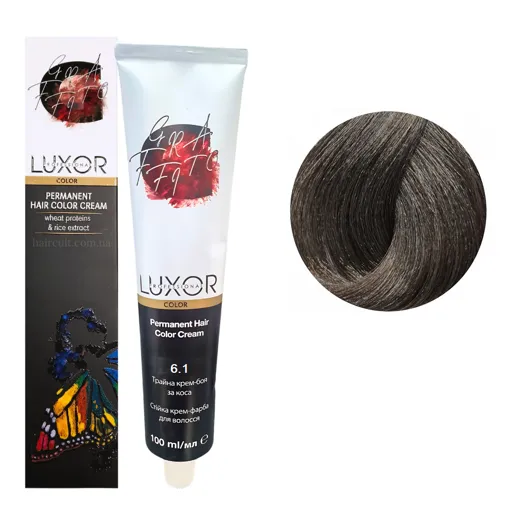 6/1 Темний блондин попелястий  Стійка крем-фарба для волосся, 100мл  Permanent Hair Color Cream LUXOR Professional 