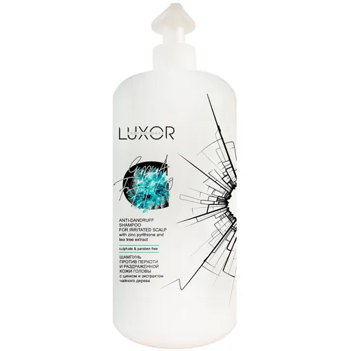 Шампунь проти лупи та роздратованої шкіри голови, з цинком і екстрактом чайного дерева, 1000 мл Anti-dandruff Shampoo For Irritated Scalp Sulfate &amp; Paraben Free LUXOR Professional