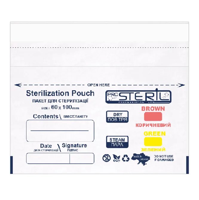 Крафт-пакет для стерилізації, розмір: 60*100, колір: Білий, 100 шт ProSteril 