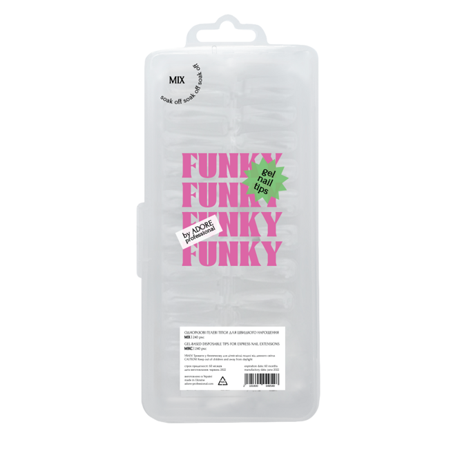 ADORE Funky Gel Nail Tips 240pcs "MIX"  Гелеві тіпси Мікс