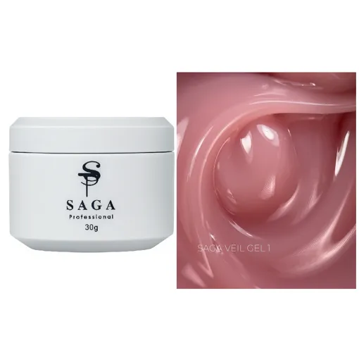 Гель для нарощування на укріплення нігтів камуфлюючий, 30 мл №01 Veil Builder Gel SAGA Professional