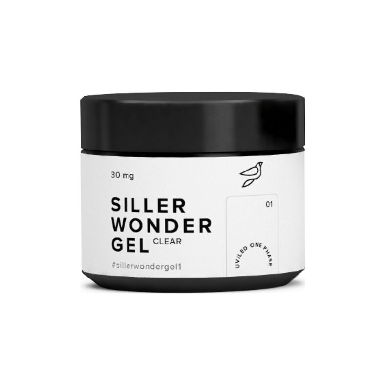 Гель камуфлюючий для нарощування нігтів, 30 мл №001 Прозорий Wonder Gel One Phase SILLER Professional 