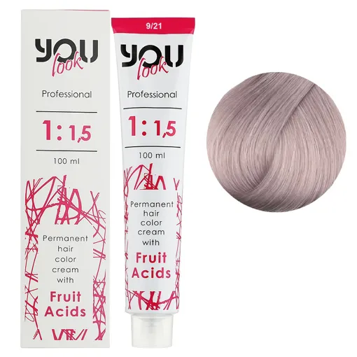9/21 дуже світлий блондин перламутрово-попелястий Крем-фарба стійка з фруктовими кислотами, 100 мл You look Professional