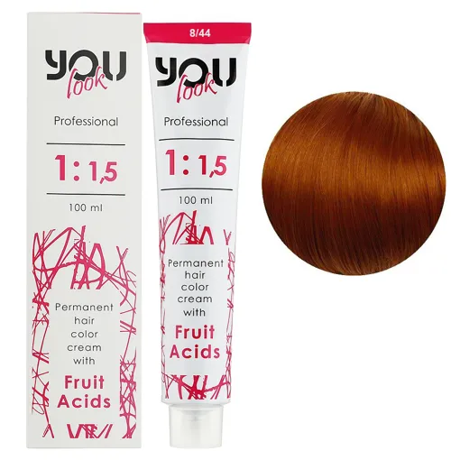 8/44 світлий блондин інтенсивно-мідний Крем-фарба стійка з фруктовими кислотами, 100 мл You look Professional