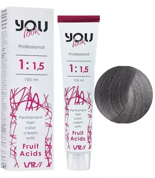 8/11 світлий блондин інтенсивний попелястий Крем-фарба стійка з фруктовими кислотами, 100 мл You look Professional