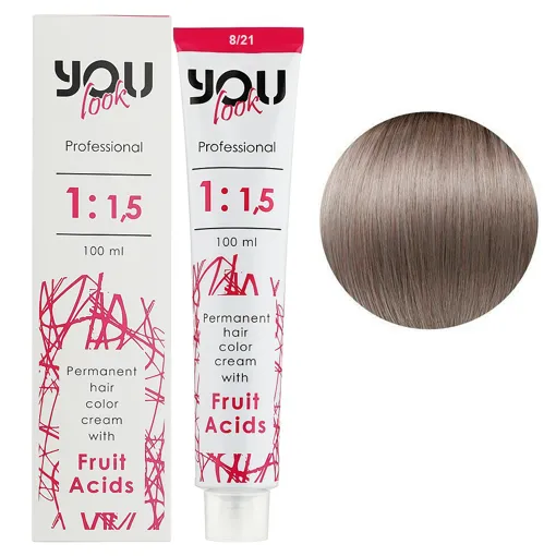 8/21 світлий блондин перламутрово-попелястий Крем-фарба стійка з фруктовими кислотами, 100 мл You look Professional