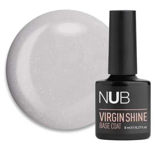 NUB VIRGIN SHINE Base Основа камуфлююча каучукова з шимером під гель-лак 8мл №02 Ash Shine
