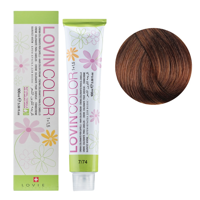 7/74 Стійка крем-фарба для волосся, 100мл  Hair color cream Lovin Color LOVIEN Essential