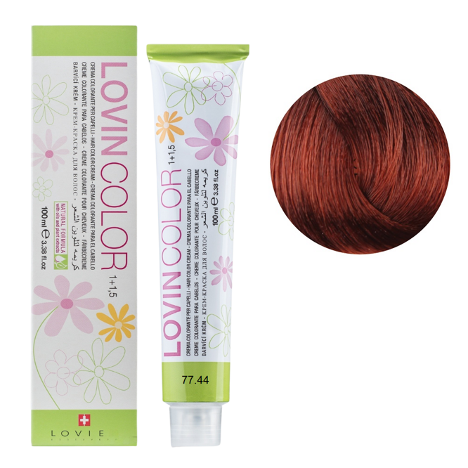 77/44 Стійка крем-фарба для волосся, 100мл  Hair color cream Lovin Color LOVIEN Essential