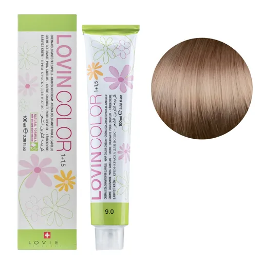 9/0 Стійка крем-фарба для волосся, 100мл  Hair color cream Lovin Color LOVIEN Essential