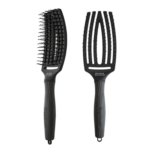 Щітка для волосся з нейлоновою щетиною FINGERBRUSH CARE ICONIC Double blister Колір: Black "M"  ID1733 Olivia Garden