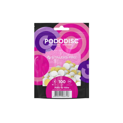 Змінні файли БІЛІ для педикюрного диска на м`якій основі 100 грит EXPERT PODODISC "S" (50 шт) PDFS-15-100w STALEKS PRO