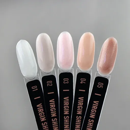 NUB VIRGIN SHINE Base Основа камуфлююча каучукова з шимером під гель-лак 8мл №02 Ash Shine