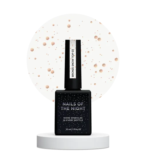 Топ з бронзовими шестиграниками різних розмірів, без липкого шару, 10 мл №03 BRONZE Snow Top NAILSOFTHENIGHT