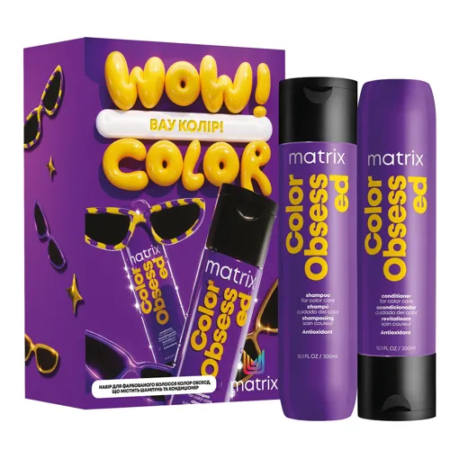 Набір для захисту кольору фарбованого волосся (шампунь 300 мл + кондиціонер 300 мл), Color Obsessed Total Results MATRIX