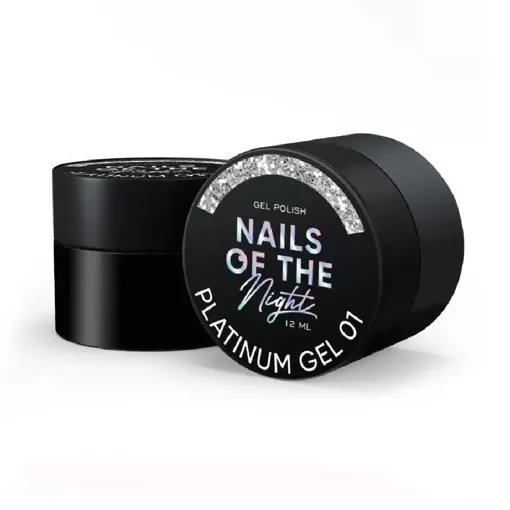 Гель-лак зі щільною металевою поталью для нігтів, 12 мл №01 Platinum gel &ndash; gel polish NAILSOFTHENIGHT 