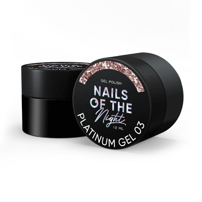 Гель-лак зі щільною металевою поталью для нігтів, 12 мл №03 Platinum gel &ndash; gel polish NAILSOFTHENIGHT 