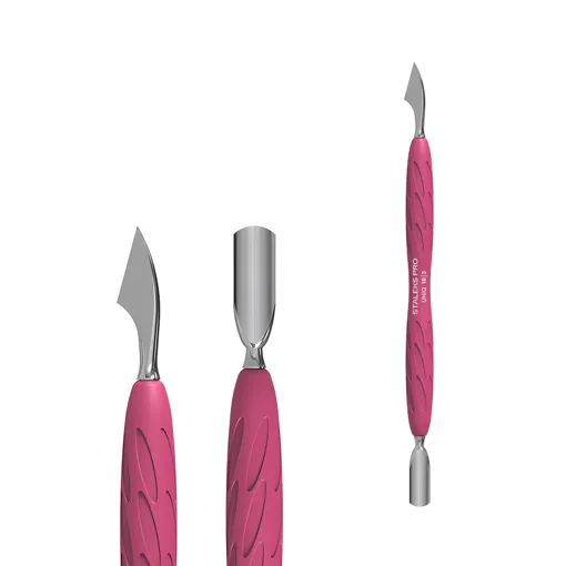 Лопатка манікюрна Gummy з силіконовою ручкою UNIQ 10 TYPE 3 (пушер округлий вузький та топірець) PQ-10/3 STALEKS PRO