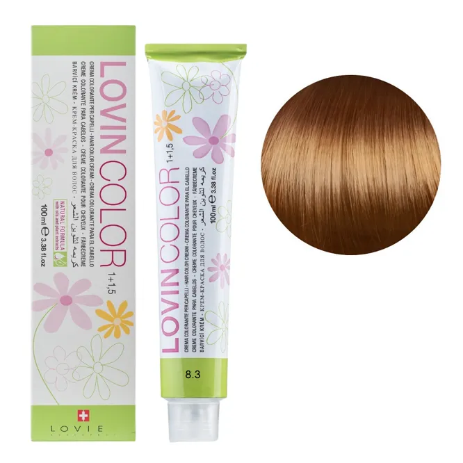 8/3 Стійка крем-фарба для волосся, 100мл  Hair color cream Lovin Color LOVIEN Essential