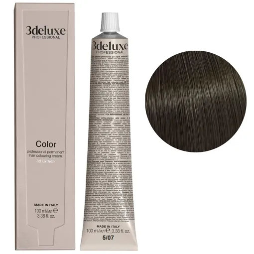 5/07 світло-коричневий матовий натуральний Фарба для волосся, 100 мл Permanent Hair Color 3deluxe Professional