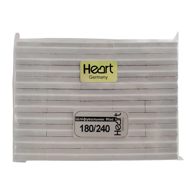 Набір баф-шліфувальник для нігтів 180/240 грит (50 шт) прямокутний Super MINI Heart