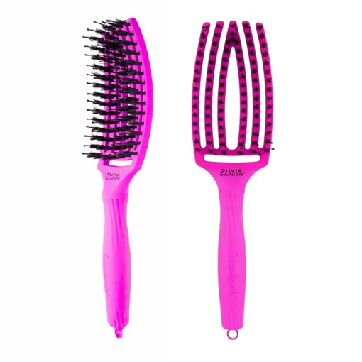 Щітка для волосся комбінована нейлон з щетиною FINGERBRUSH  ICONIC BOAR&amp;NYLON Колір: Neon Purple "M" ID1807 Olivia Garden 