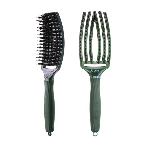 Щітка для волосся комбінована нейлон з щетиною FINGERBRUSH  ICONIC BOAR&amp;NYLON  Колір: Green Emerald ID1826 Olivia Garden