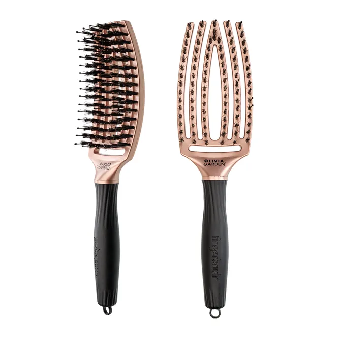 Щітка для волосся комбінована нейлон з щетиною FINGERBRUSH COMBO ICONIC BOAR&amp;NYLON Колір: Bronze ID1689 Olivia Garden