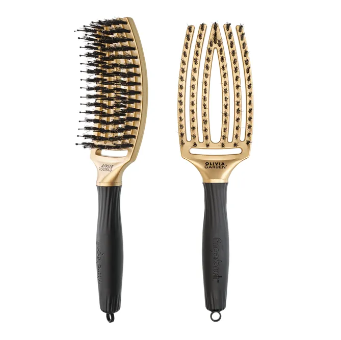 Щітка для волосся комбінована нейлон з щетиною FINGERBRUSH COMBO ICONIC BOAR&amp;NYLON Колір: Gold ID1688 Olivia Garden