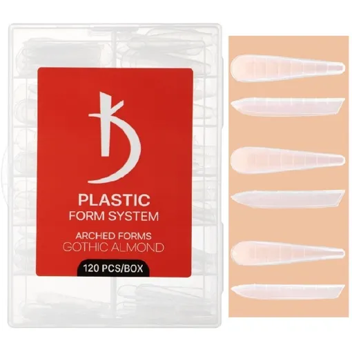 Верхні пластикові форми для моделювання нігтів, 120 шт Arched Gothic Almond Plastic Form System KODI Professional 