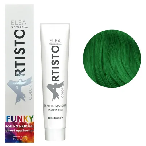 Тонувальний гель для волосся, 100 мл GREEN  (зелений) Funky Colors Toning Hair Gel ARTISTO ELEA Professional