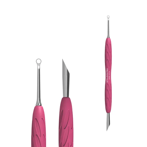 Лопатка манікюрна Gummy з силіконовою ручкою UNIQ 11 TYPE 2 (пушер скошений та кільце) PQ-11/2 STALEKS PRO