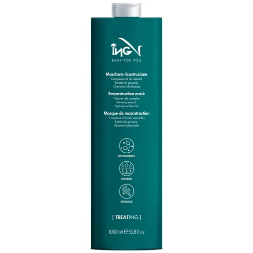 Маска живильна відновлювальна для пошкодженого і фарбованого волосся з кератином, 1000 мл Reconstruction mask Treating ING Professional