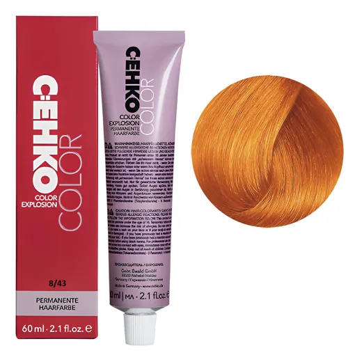 8/43 Світлий блондин мідно-золотистий Стійка перманентна крем-фарба для волосся, 60 мл Permament Hair Color EXPLOSION C:EHKO