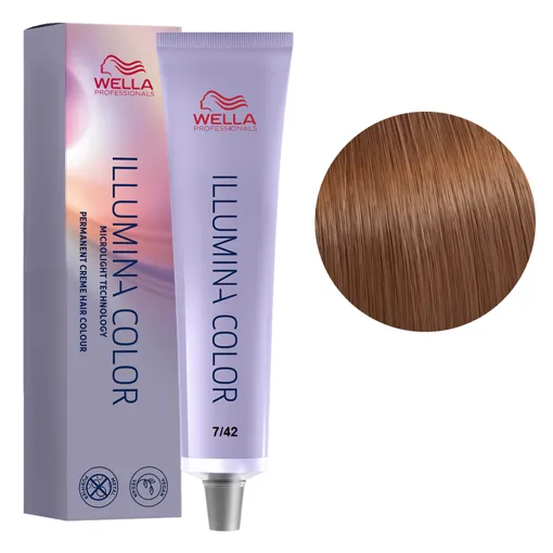 7/42 середній блондин червоний матовий Стійка крем-фарба для волосся, 60 мл ILLUMINA COLOR Wella Professionals