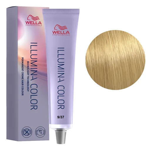 9/37 дуже світлий блондин золотистий коричневий Стійка крем-фарба для волосся, 60 мл ILLUMINA COLOR Wella Professionals