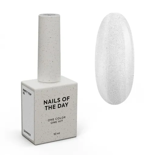 Топ прозорий з дрібним шиммером без липкого шару для нігтів, 10 мл №02 Party Top NAILSOFTHEDAY