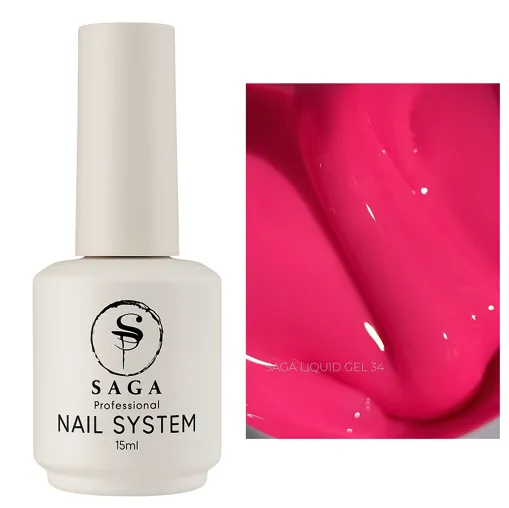 Гель рідкий для зміцнення нігтів, 15 мл №34 Liquid Gel SAGA Professional