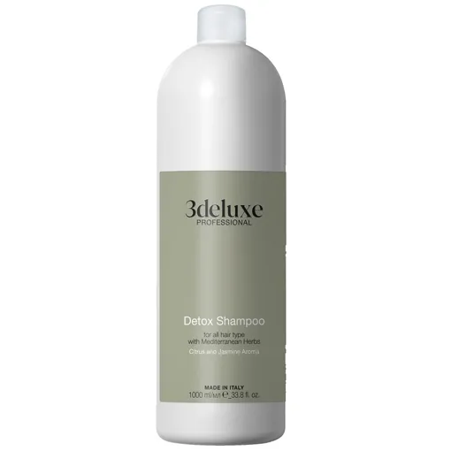 Шампунь для всіх типів волосся з середземноморськими травами, 1000 мл Detox Shampoo 3deluxe Professional